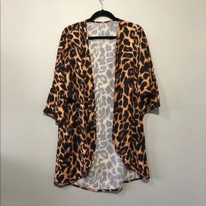 Leopard print kimono cardigan